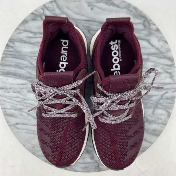 Adidas Mens 5 PureBoost ZG Maroon White Running Shoes Lace Up Low Top BA8457 - Picture 9 of 12